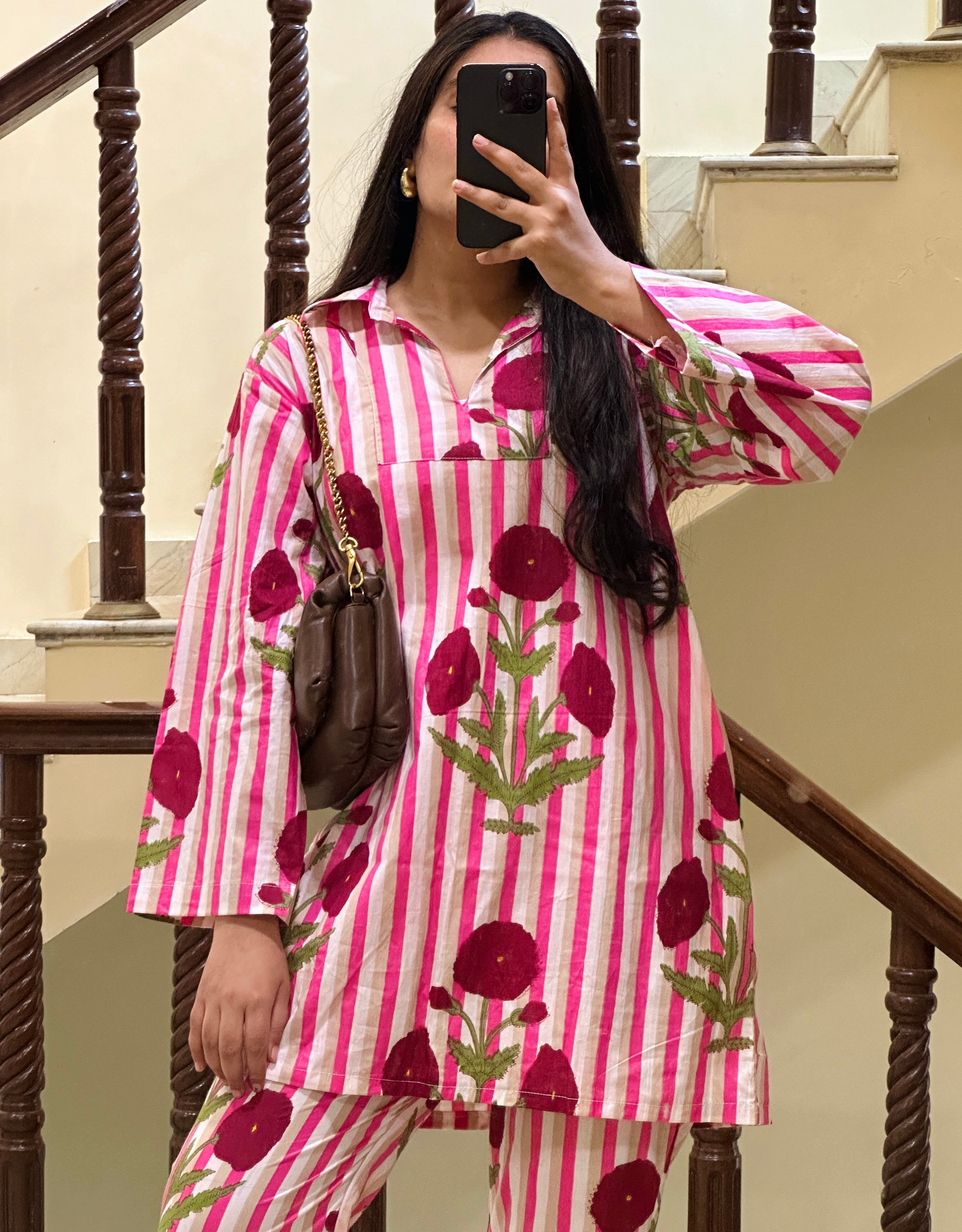 PINK POPPY CREPE SUIT SET