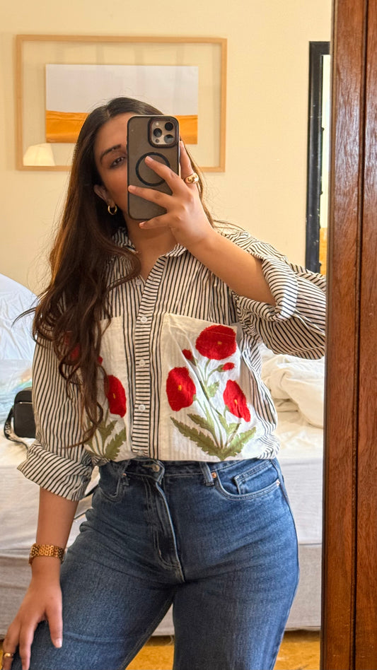 Black & red poppy luxury pret