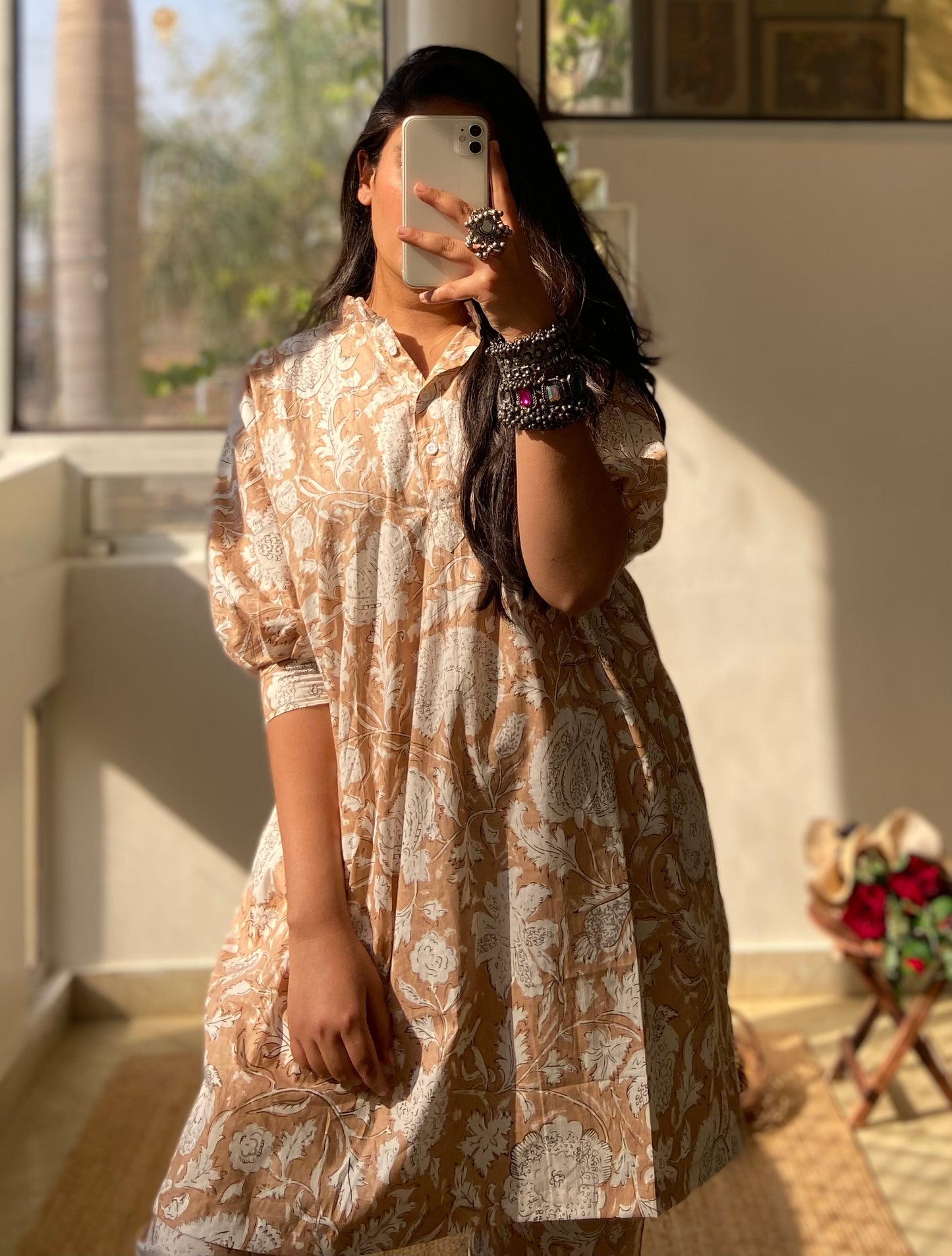 Beige Flower Co-ord Set