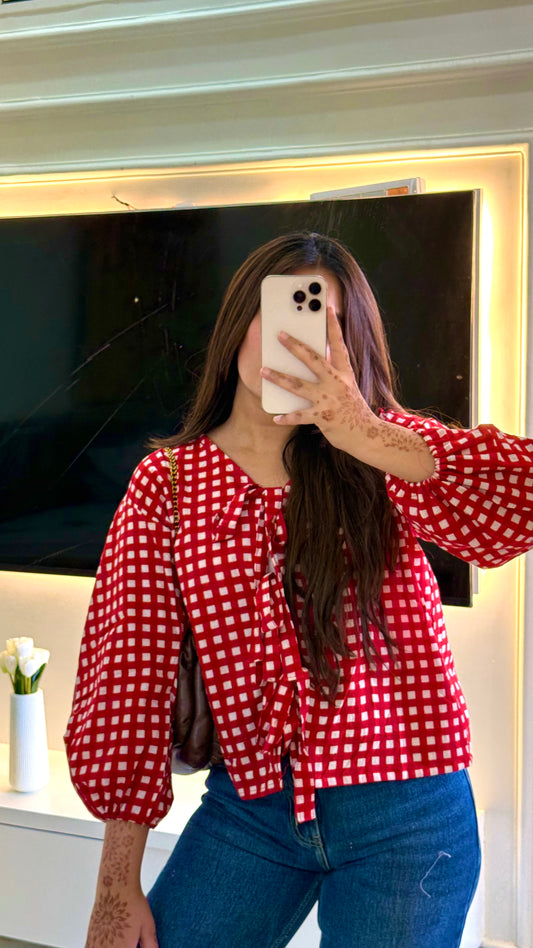 Red gingham top