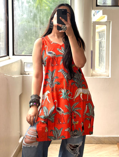 Orange safari kurti