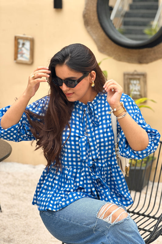 Blue Gingham Dami Top