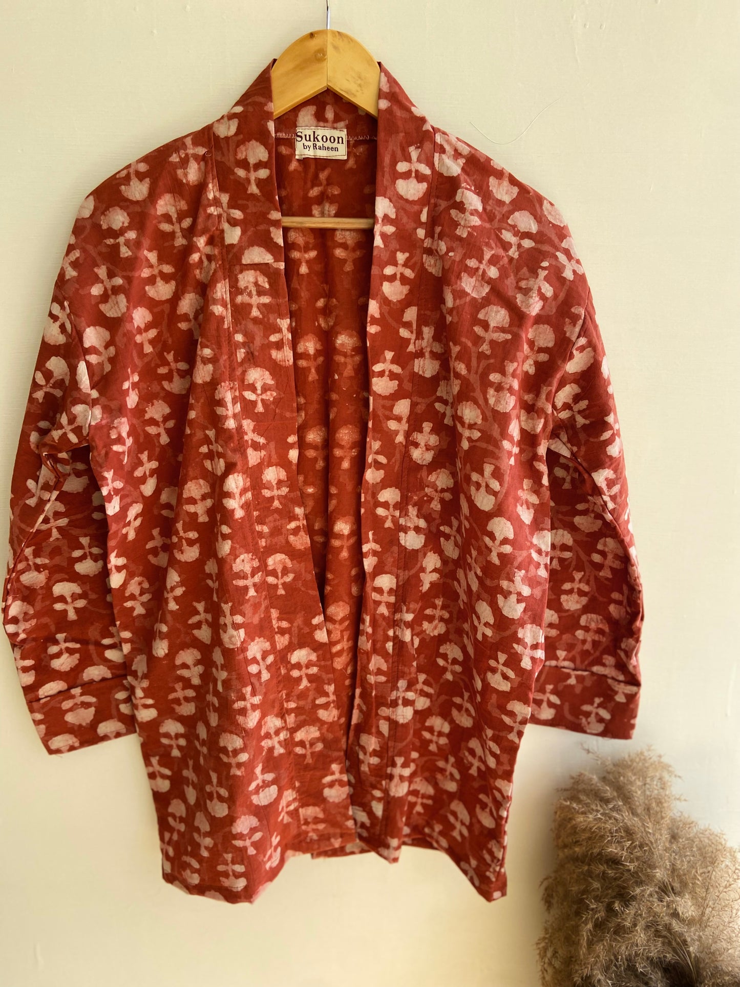 Brick Red Indigo Kimono