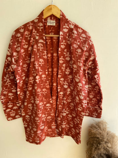 Brick Red Indigo Kimono
