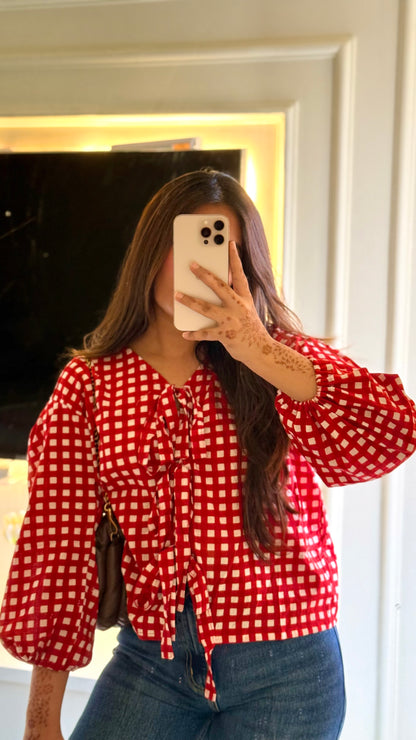 Red gingham top