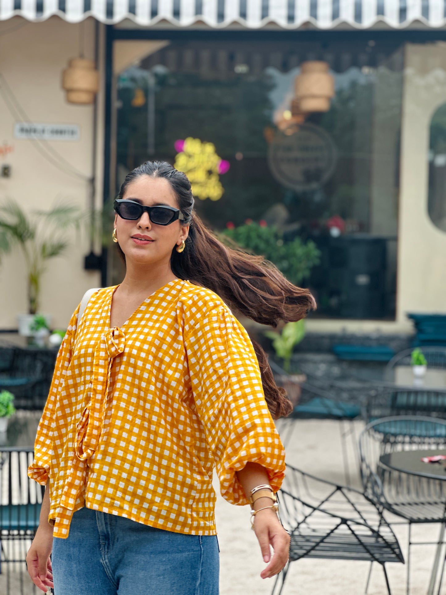 Yellow Gingham Dami Top
