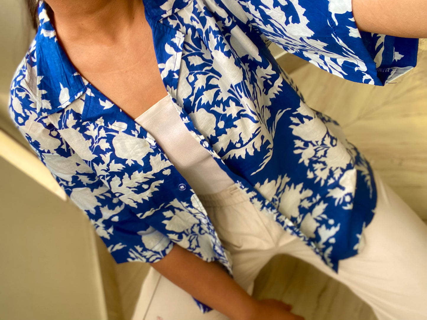BLUE HAND BLOCK SHIRT