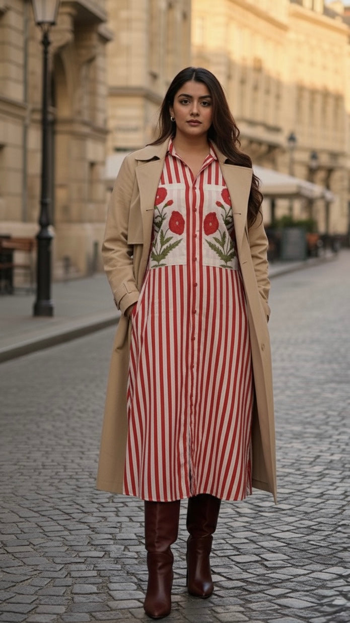 Luxury edit - red stripe & poppy dress