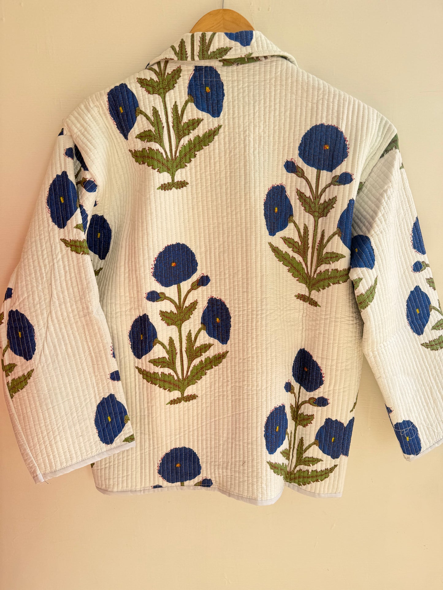 Blue poppy quilted shacket