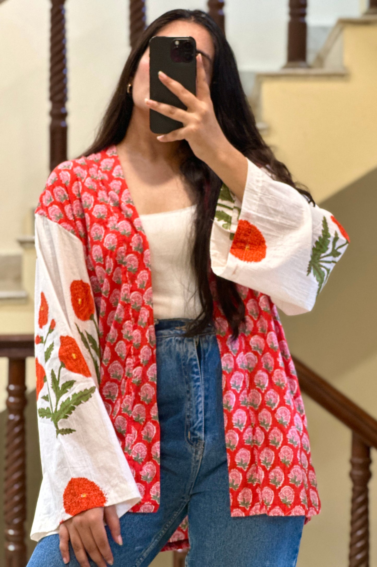 Limited edition poppy kimono