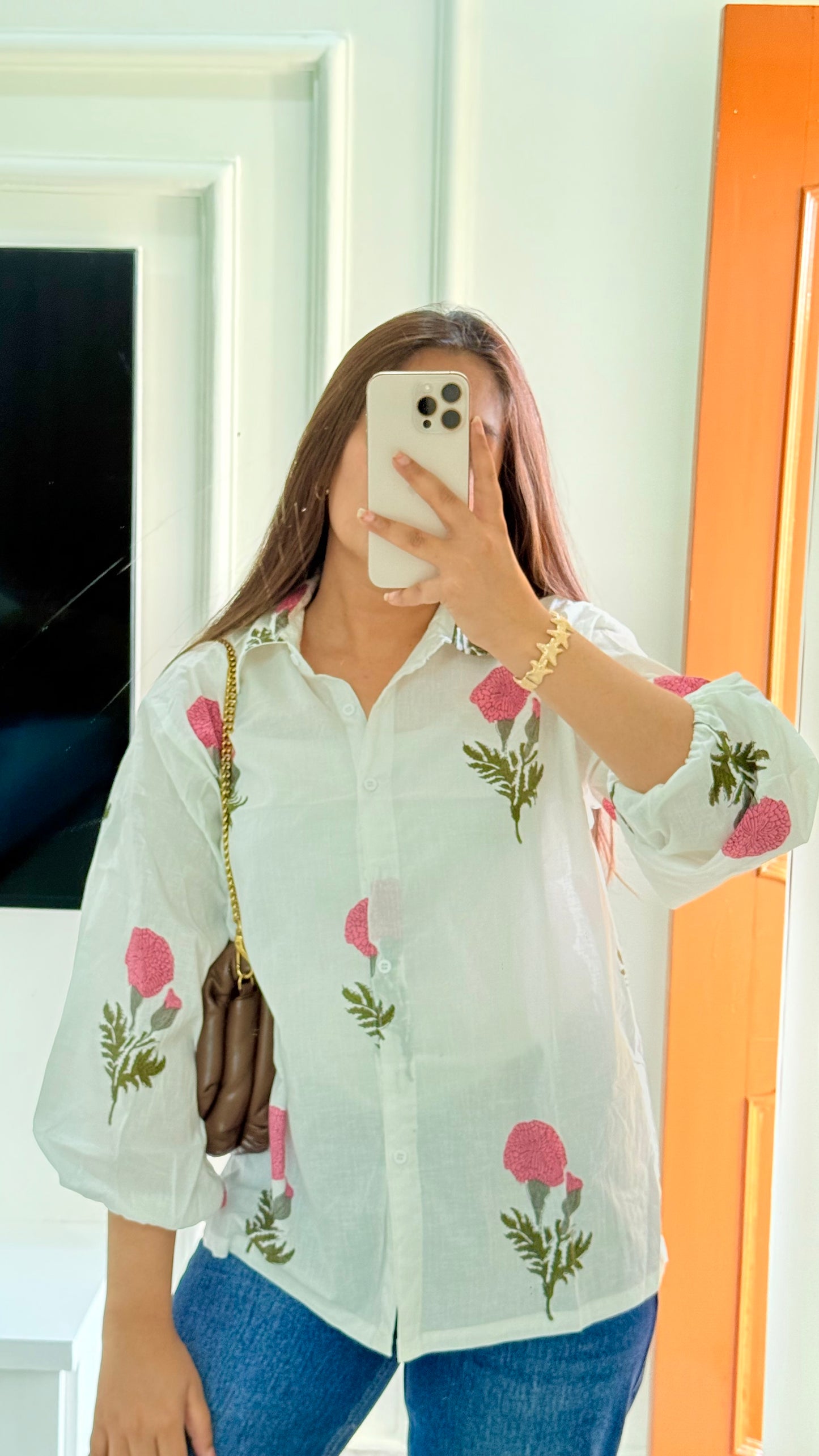 Jaipuri pink mughal butta shirt