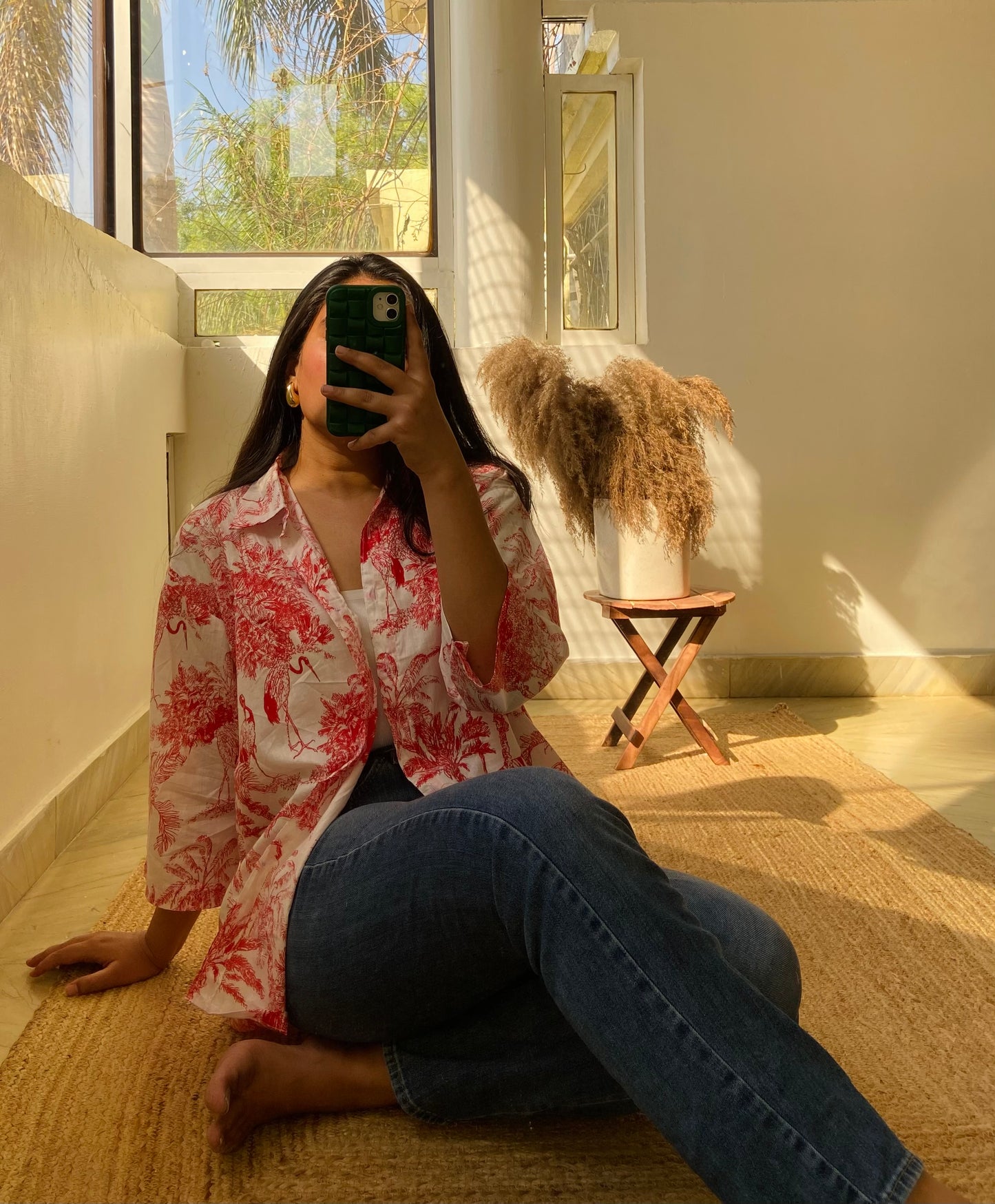 RED JUNGLE PAINTING SHIRT