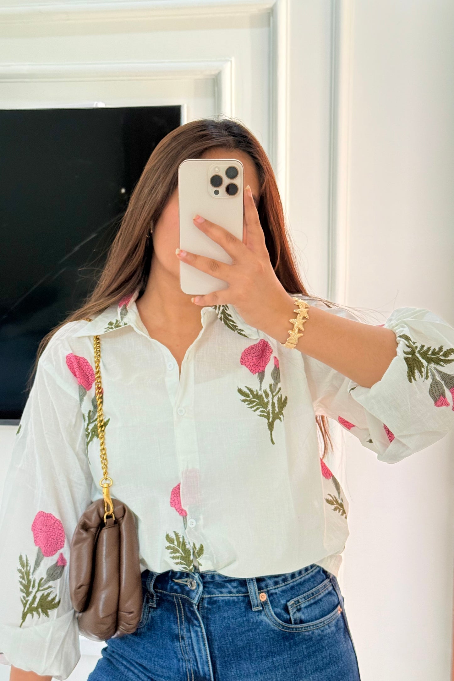 Jaipuri pink mughal butta shirt
