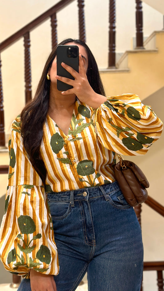 yellow poppy shirt