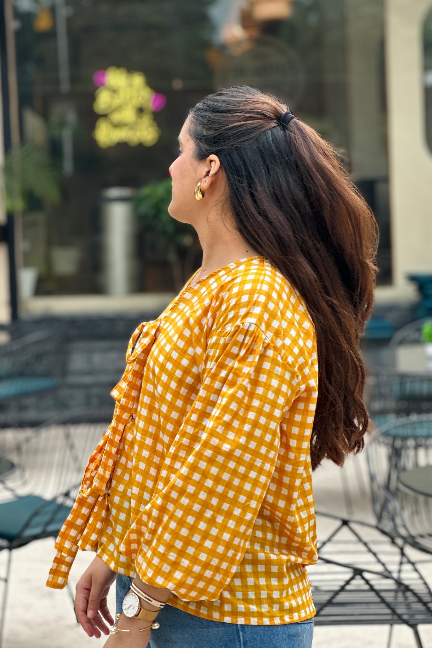 Yellow Gingham Dami Top