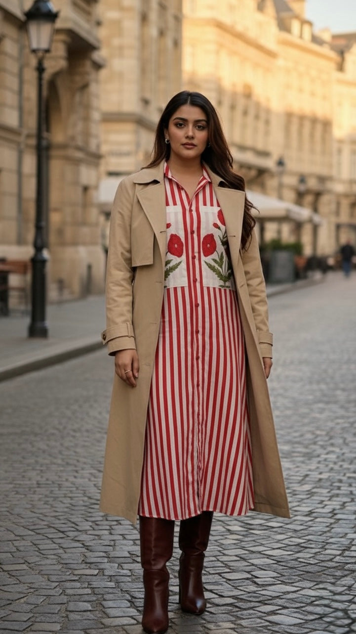 Luxury edit - red stripe & poppy dress