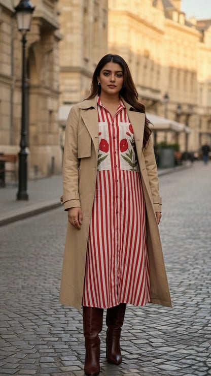 Luxury edit - red stripe & poppy dress