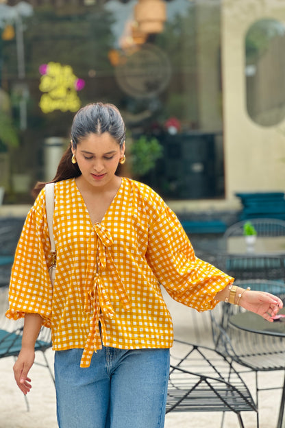 Yellow Gingham Dami Top