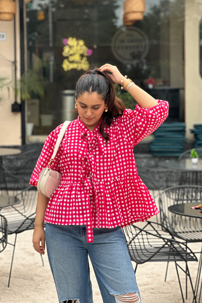 Gingham Pink Dami Top