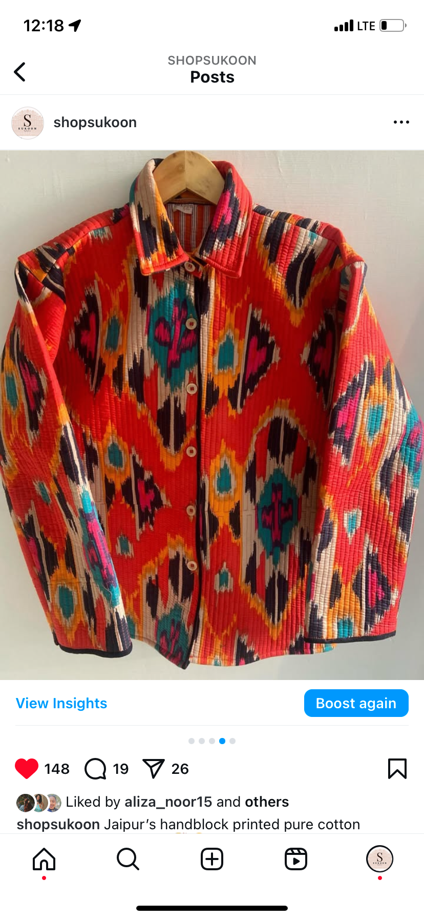 Orange ikkat shacket