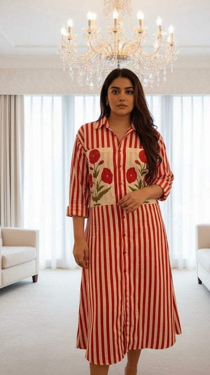 Luxury edit - red stripe & poppy dress