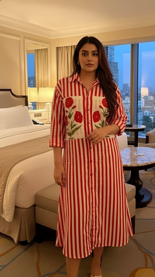 Luxury edit - red stripe & poppy dress