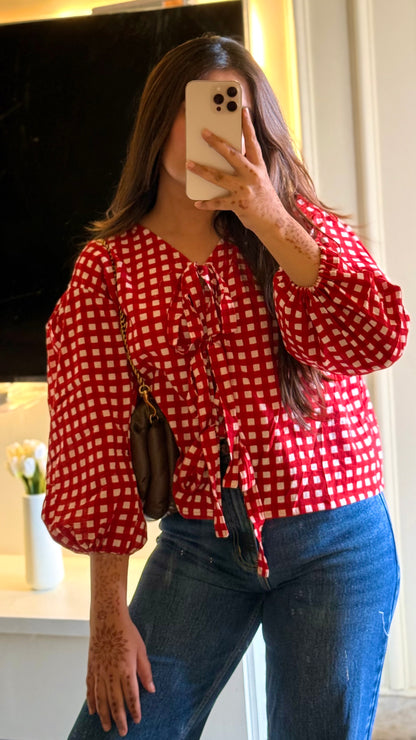 Red gingham top