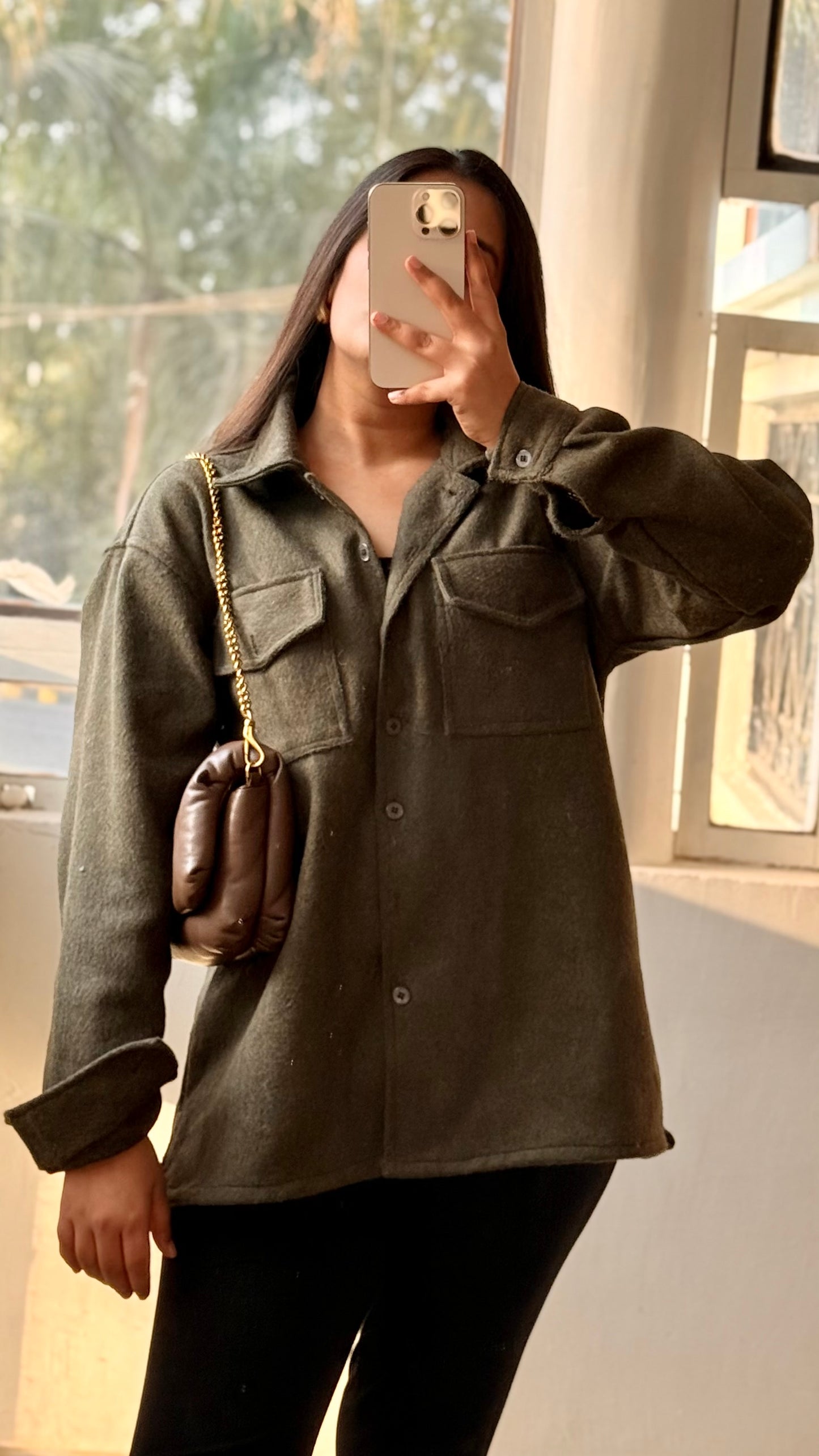 Olive shacket