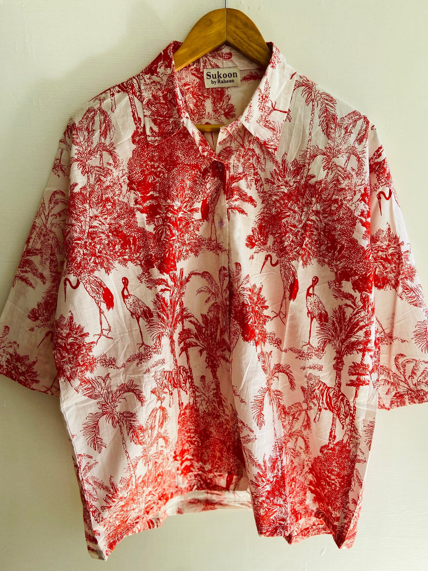 RED JUNGLE PAINTING SHIRT
