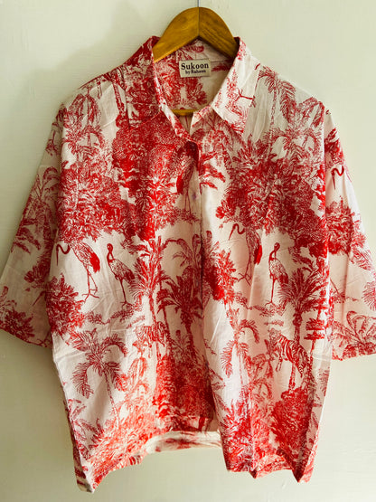 RED JUNGLE PAINTING SHIRT