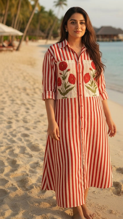 Luxury edit - red stripe & poppy dress