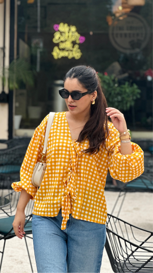 Yellow Gingham Dami Top