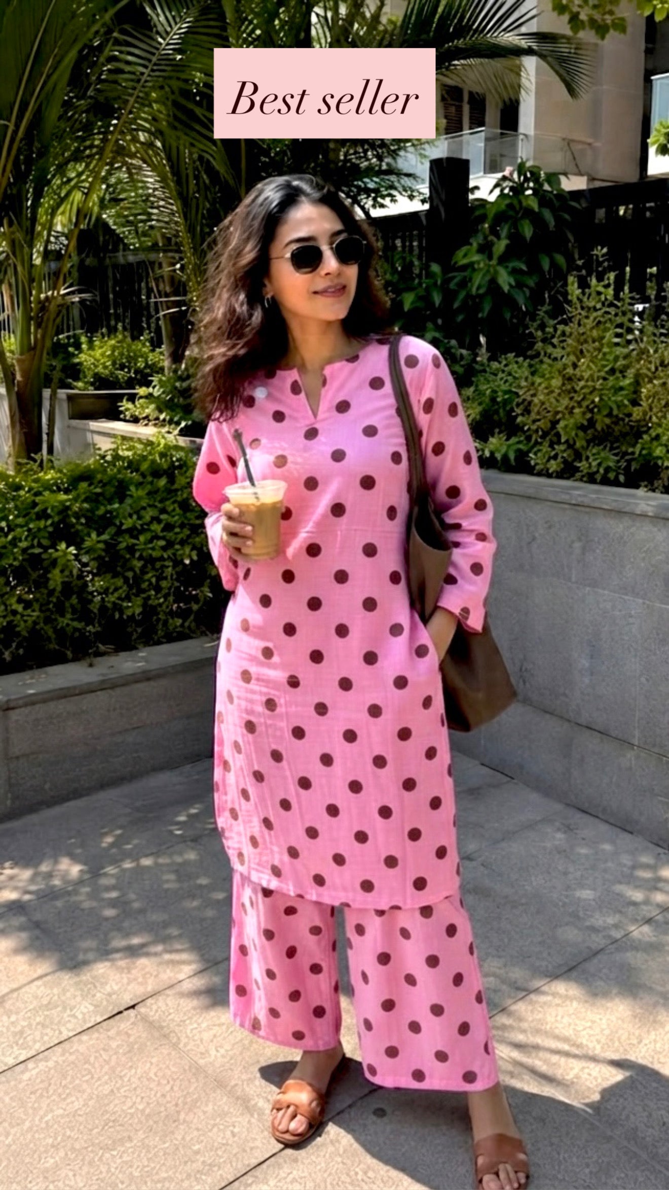 Pink polka set