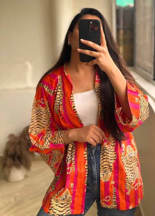 Stripe Jungle Kimono