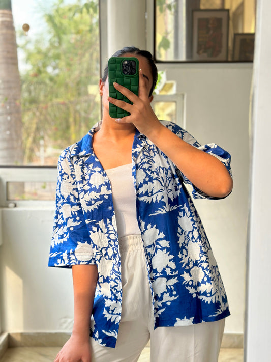 BLUE HAND BLOCK SHIRT